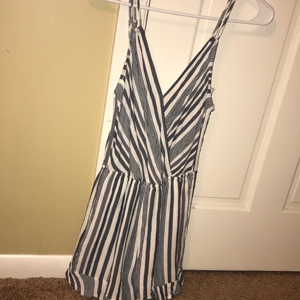 Blue and white romper.